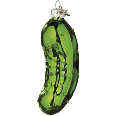 GANZ Christmas Holiday Traditional Glass Pickle Ornament, Green Image 1