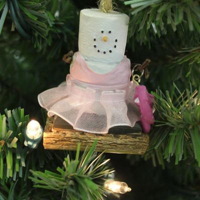 Ganz Smores Resin Holiday Ornament, Ballerina Dancer Snowman Image 1
