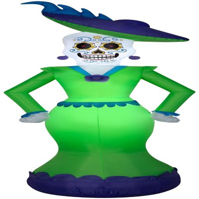 Gemmy Airblown Day of the Dead Woman  7 ft Tall  green Image 1