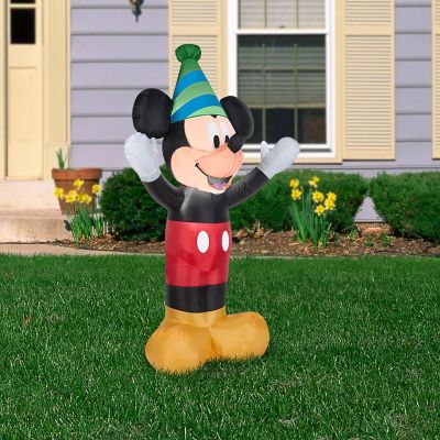 Gemmy Airblown Inflatable Birthday Party Mickey Mouse  4 ft Tall  black Image 1