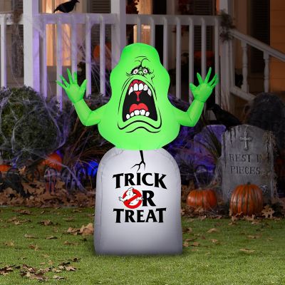 Gemmy Airblown Inflatable Ghostbusters Slimer with Tombstone  3.5 ft Tall  Green Image 1