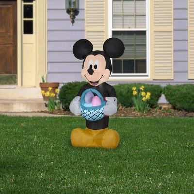 Gemmy Airblown Inflatable Mickey Mouse with Easter Basket  3.5 ft Tall  black Image 1