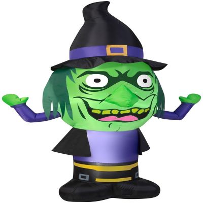 Gemmy Airblown Inflatable Stumpy Head Witch  7 ft Tall  green Image 1