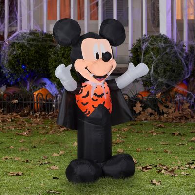 Gemmy Airblown Mickey as Vampire with Orange Bat Vest Disney  3.5 ft Tall  Multicolored Image 1