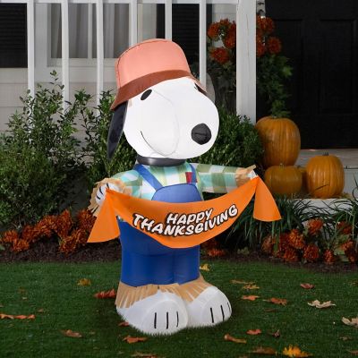 Gemmy Airblown Snoopy as Scarecrow Peanuts  3.5 ft Tall  white Image 1