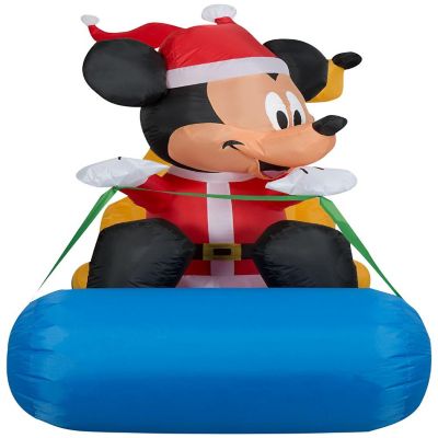 Gemmy Christmas Airblown Inflatable Inflatable Mickey Mouse and Pluto Sledding Scene  4.5 ft Tall Image 2