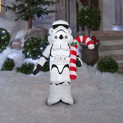 Gemmy Christmas Airblown Inflatable Inflatable Stormtrooper with Candy Cane  3.5 ft Tall  white Image 1