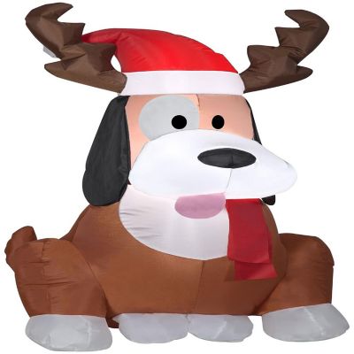 Gemmy Christmas Airblown Inflatable Whimsey Dog with Antlers  3.5 ft Tall  brown Image 1
