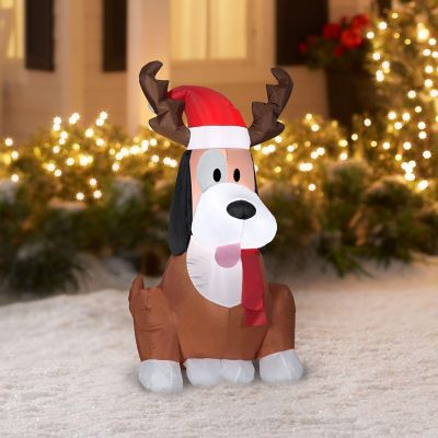 Gemmy Christmas Airblown Inflatable Whimsey Dog with Antlers  3.5 ft Tall  brown Image 1
