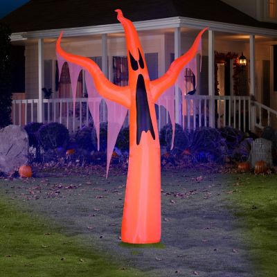 Gemmy Neon Christmas Airblown Inflatable with  Black Light Orange Ghost Giant  11 ft Tall  red Image 1