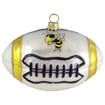 Georgia Tech Yellow Jackets Football Polish Glass Christmas Ornament Image 1