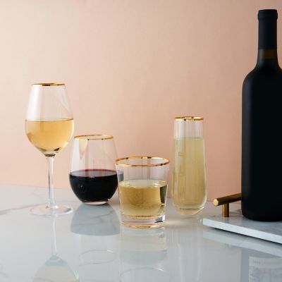 Gilded Stemless Wine Glass Set Image 2
