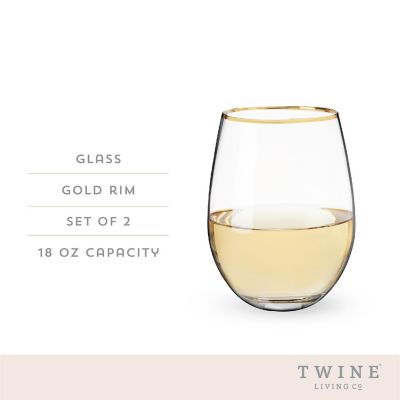 Gilded Stemless Wine Glass Set Image 3
