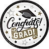 Glamorous "Congrats Grad" Black and Gold Graduation Paper Plates, 24 ct Image 1
