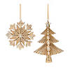 Glittered Pine Tree And Snowflake Ornament (Set Of 12) 3.25"H, 5"H Resin Image 1