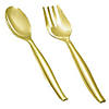 Gold Disposable Plastic Serving Flatware Set - Serving Spoons and Serving Forks (30 Pairs) Image 1