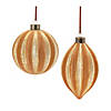 Gold Ribbed Ornament (Set Of 12) 5"H, 5.5"H Glass Image 1