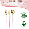 Gold with Pink Handle Moderno Disposable Plastic Cutlery Set - Spoons, Forks and Knives (40 Guests) Image 2