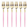 Gold with Pink Handle Moderno Disposable Plastic Dinner Forks (120 Forks) Image 1