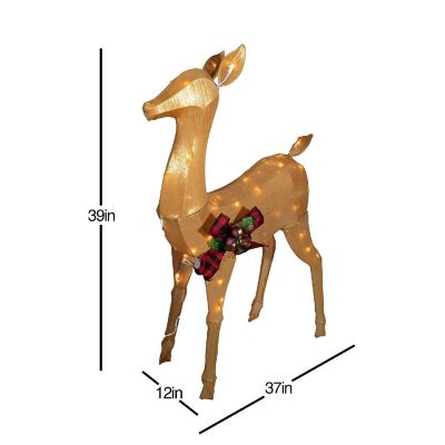 Good Tidings Shiny Gold Doe Deer Christmas Decoration Figurine Statue, 40 Inches Image 2