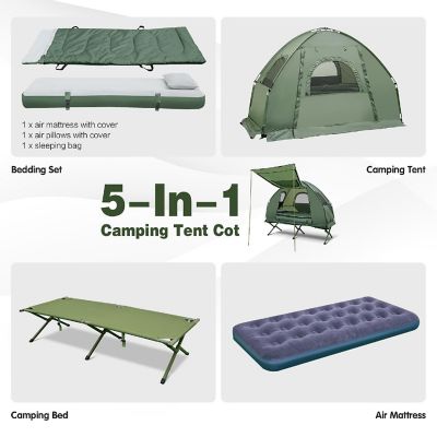 Goplus 1-Person Compact Portable Pop-Up Tent/Camping Cot w/ Air Mattress & Sleeping Bag Image 2