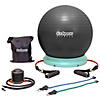 Gosports hub 360 fitness set - includes fitness ball, ball base and resistance bands - compatible for gym, home or office workouts, green Image 1
