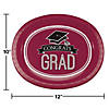 Graduation School Spirit Burgundy Red Oval Plates Image 1