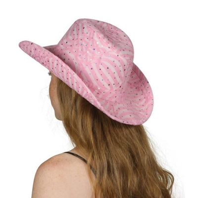 Gravity Trading Glitter Sequin Trim Cowboy Hat, Light Pink Image 1