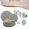 Gray with Gold Organic Round Disposable Plastic Dinnerware Value Set (20 Settings) Image 3