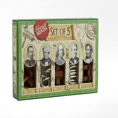 Great Mens Minds Metal and Wood Puzzles  Set of 5 Image 1