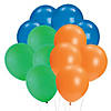 Green, Blue & Orange 11" Latex Balloon Bouquet Kit - 61 Pc. Image 1