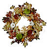 Green Pumpkins and Straw Artificial Fall Harvest Wreath - 24 inch  Unlit Image 1