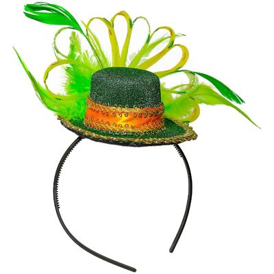 Green Top Hat Headband - St Patricks Day Irish Green Mini Hat Dress Up Hair Costume Accessories Head Band for Women and Children Image 1