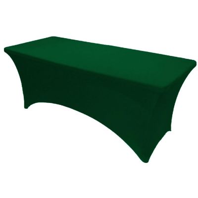 GW Linens Hunter Green 8' ft. Open Back Spandex Fitted Stretch Tablecloth Table Cover Image 1