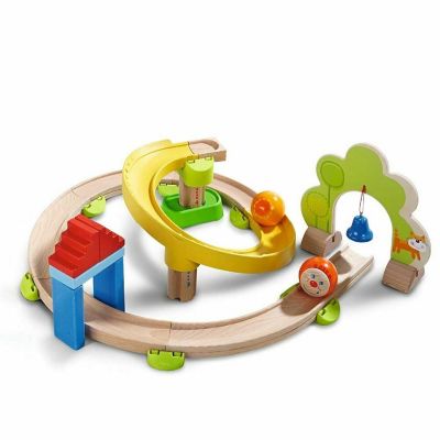 HABA Kullerbu Spiral Track - 26 Piece Wood & Plastic Ball Track Set with Crazy Curves & Bell Age 2+ Image 1