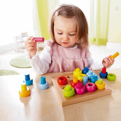 HABA Rainbow Whirls Pegging Game Wooden Arranging Toy (Made in Germany) Image 1