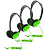 HamiltonBuhl Personal On-Ear Stereo Headphone, Green, Pack of 3 Image 1