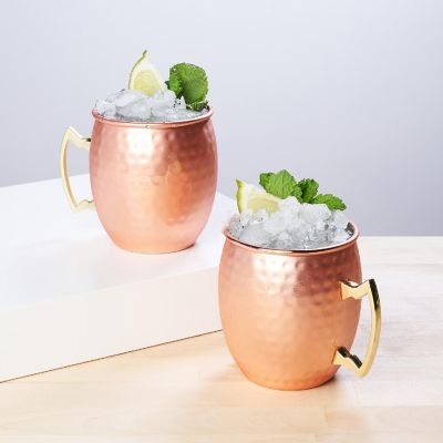 Hammered Moscow Mule Copper Mugs, 2 Pack, Image 1