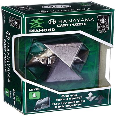 Hanayama Level 1 Cast Metal Brain Teaser Puzzle - Diamond Image 1