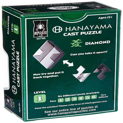 Hanayama Level 1 Cast Metal Brain Teaser Puzzle - Diamond Image 1