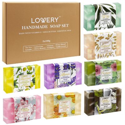 Handmade Soap Set - 8 Piece Variety Pack, Luxury Bath Soap Gift Box Image 1