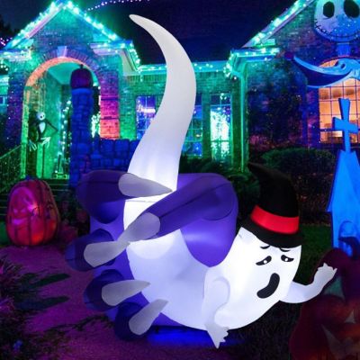 Happy Halloween Inflatable With LED Lights Spoof Ghost Yard Decoration Image 1