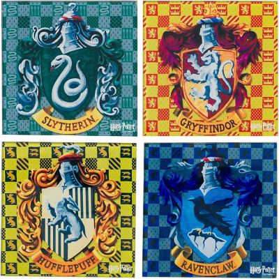 Harry Potter Hogwarts Houses Glass Coasters  Set of 4 Image 1