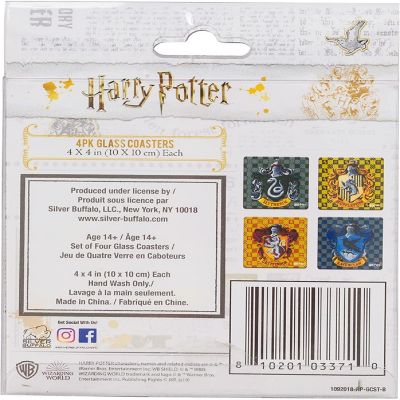 Harry Potter Hogwarts Houses Glass Coasters  Set of 4 Image 3