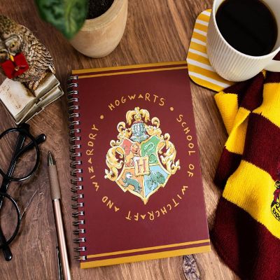 Harry Potter Vintage Hogwarts Crest Hardcover Spiral Journal Notebook Image 1