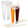 Heart-Shaped Two-Sided Plastic Cups with Lids & Straws - 36 Pc. Image 1