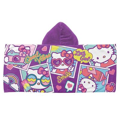 Hello Kitty Lets Go 22 x 51 Inch Kids Hooded Beach Towel Image 1