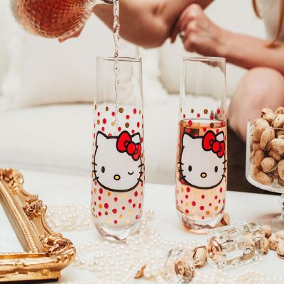 Hello Kitty Polka Dot Portrait 9-Ounce Stemless Fluted Glassware  Set of 2 Image 2