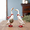 Holiday Goose Figurine With Scarf Accent (Set Of 4) 6"H, 6.5"H Resin Image 1