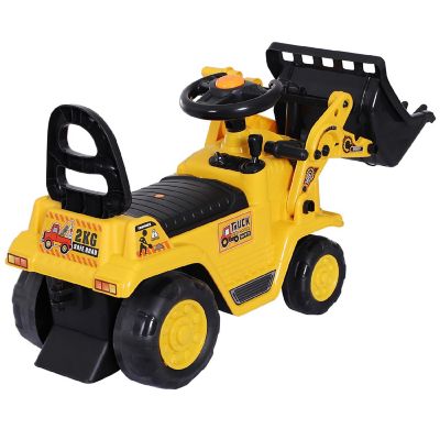 HOMCOM Ride On Toy Bulldozer with Bucket Horn Steering Wheel for Toddlers Yellow Image 2